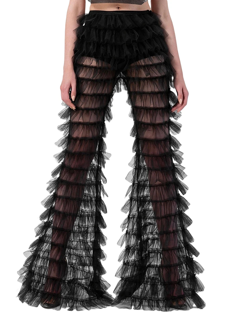 Black Wide Leg Sheer Pants